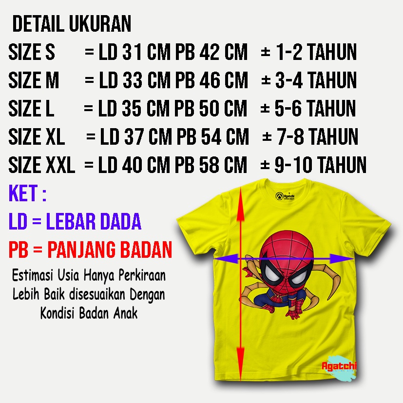 Baju Anak / Kaos Atasan Anak / Kids T Shirt Baby Marvel Chibi Kawaii Spiderman