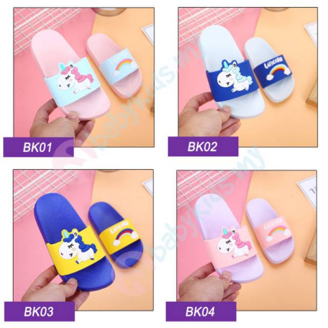 Sandal anak unicorn karet import size 24-35