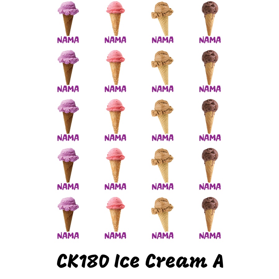 

Sticker Nama Cutting Label Waterproof Tahan Air Ice Cream A (CK180)