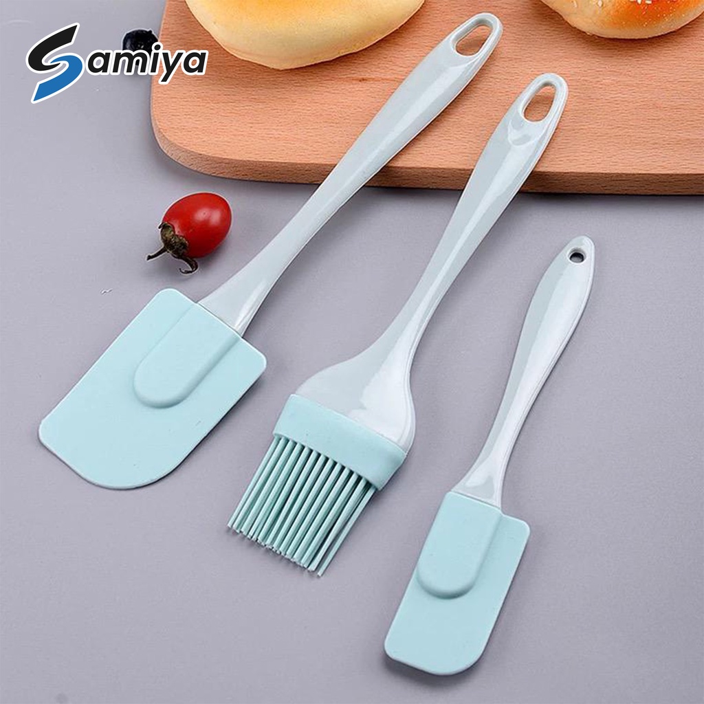 3pcs spatula scraper brush silicone cooking baking tools set  / paket 3in1 peralatan memasak set