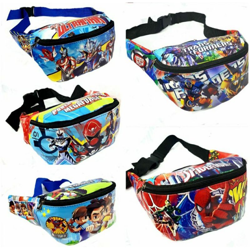 tas waistbag anak laki laki tas slempang anak spiderman ultraman tobot tas bahu anak terlaris