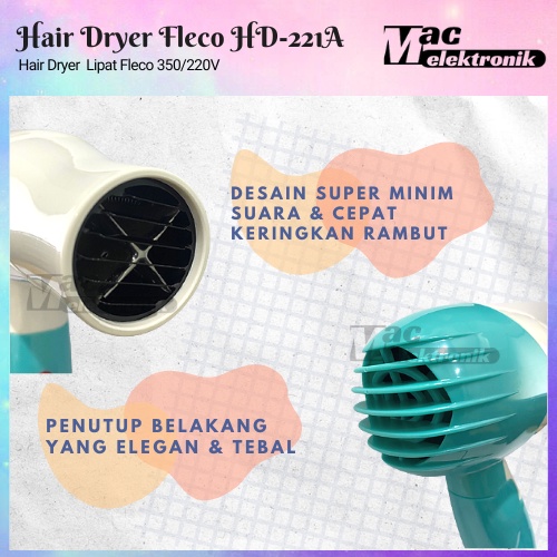 Hairdryer Lipat Fleco HD-221A Hair Dryer Alat Pengering Rambut Lipat Pengering rambut lipat / Penata rambut salon kecantikan