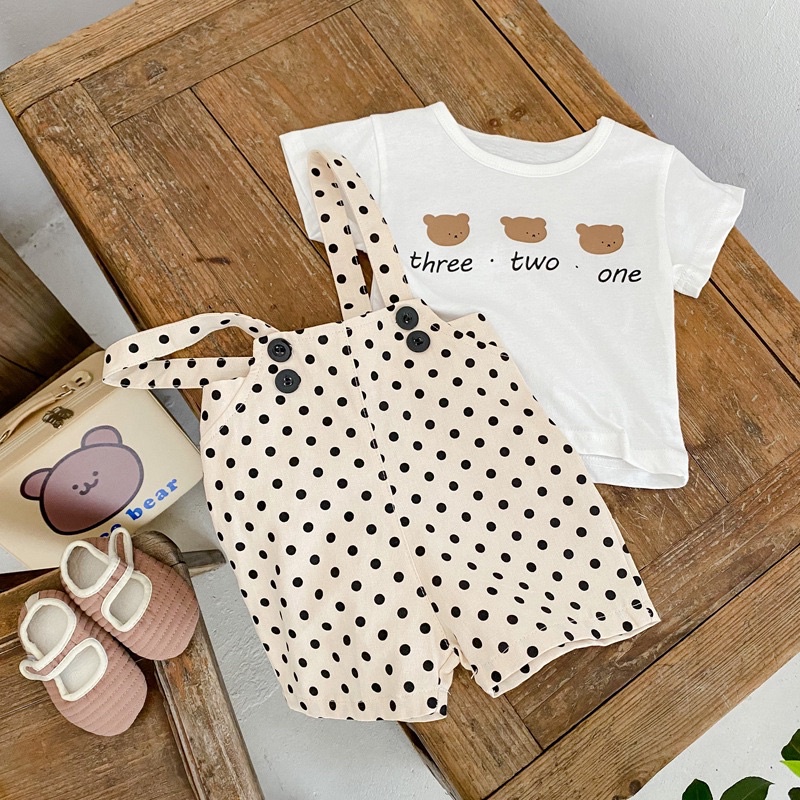 Three bear overall set anak laki laki