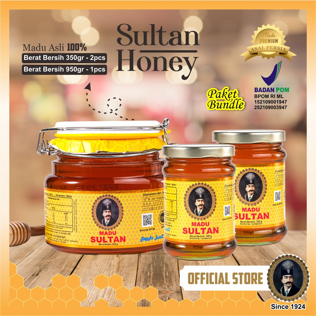 

Sultan - Bundle Madu : 350 gr + 950 gr + 350 gr / Madu Original Iran / Madu Kawasan Dingin Gunung Sabalan Iran