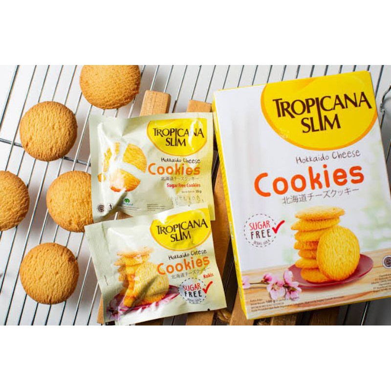 TROPICANA SLIM Cookies 20g - Sachet - Snack Bebas Gula - Rendah Kalori - Hokkaido Cheese / Nutty Chocolate / Korean Goguma / Garlic Butter / Klepon