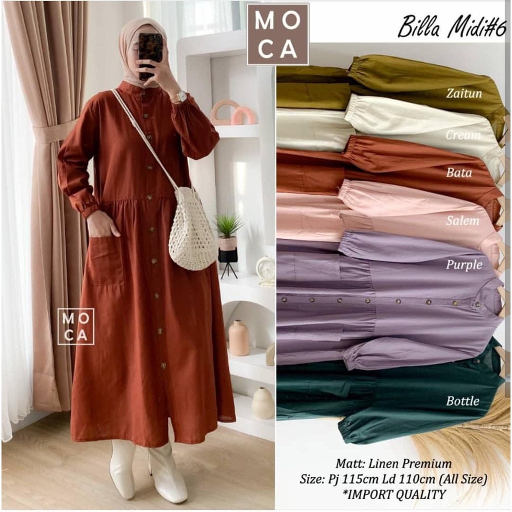 Dress Billa Gamis Wanita Terbaru 2022 Mikha Dress 2in1 Iner Dan Outer Terpisah Gamis Polos Wanita Te