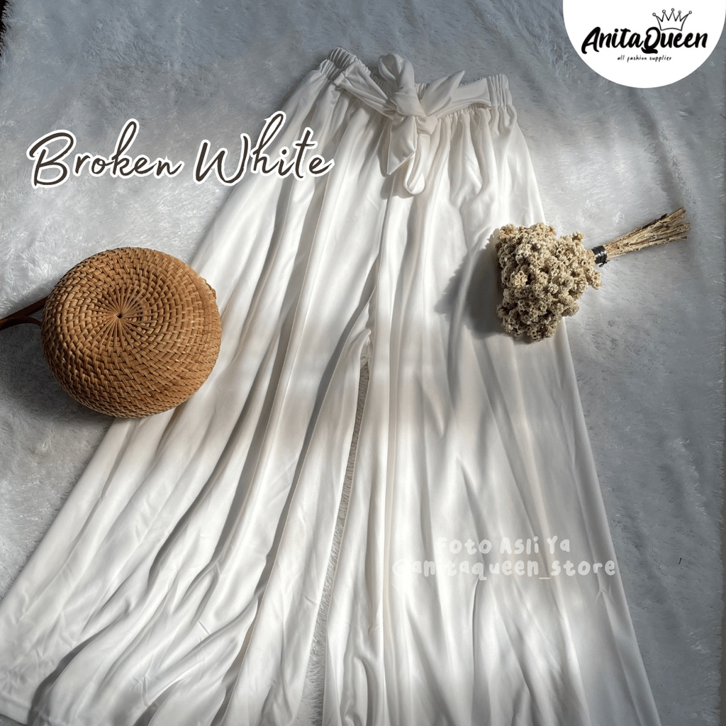 DAILY KULOT/ UMBRELLA KULOT / CELANA PANJANG WANITA / BIGSIZE PANT KULOT POLOS VIRAL-PUTIH TULANG