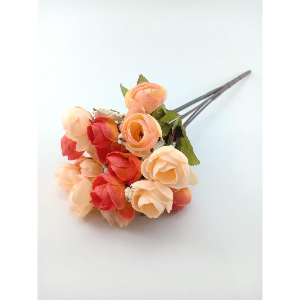 COD BUNGA MAWAR BUNGA TANGKAI PLASTIK BUNGA ARTIFISIAL BUNGA PAJANGAN BUNGA HIASAN BT9024-ORANGE