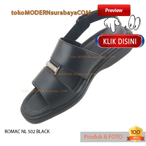 ROMAC NL 502 BLACK Sandal Pria Casual Sopan Slide Flip Flop