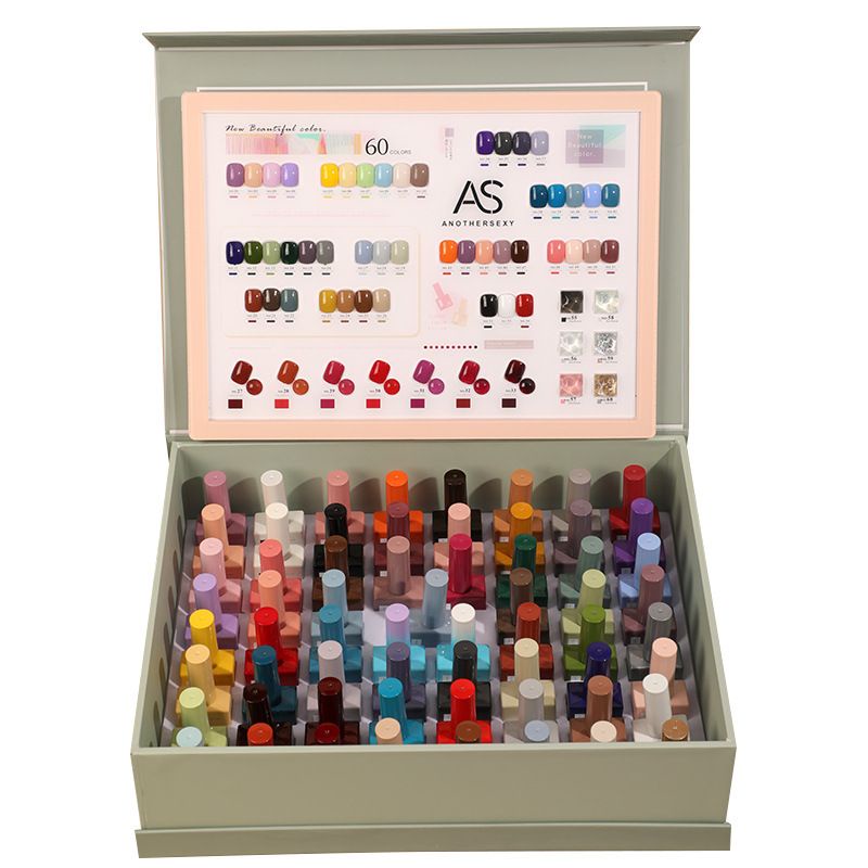 Nail brand AS nail gel polish set 60 pcs colour 15ml ( another sexy gel polish) termasuk top + base+