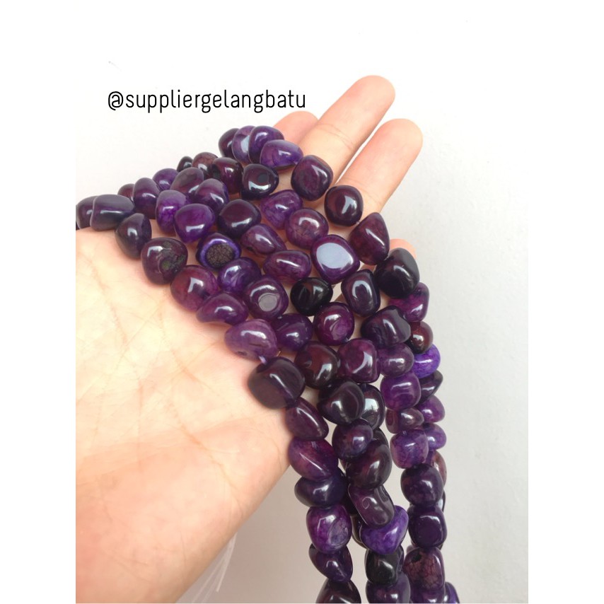 manik Batu alam purple agate ungu Beads 12 x 10mm bahan gelang kalung beads aksesoris supplier craft