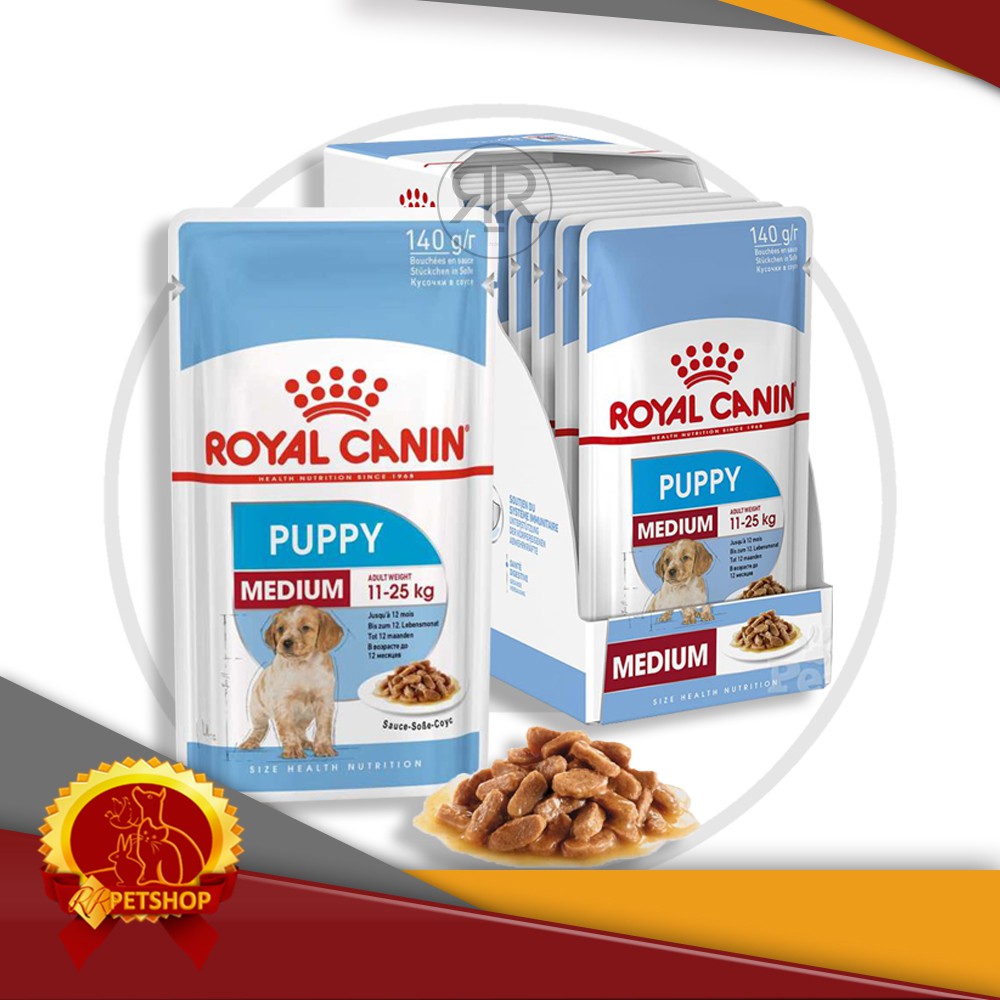 Makanan Anjing Royal Canin Medium Puppy 140 Gram / Pouch Sachet