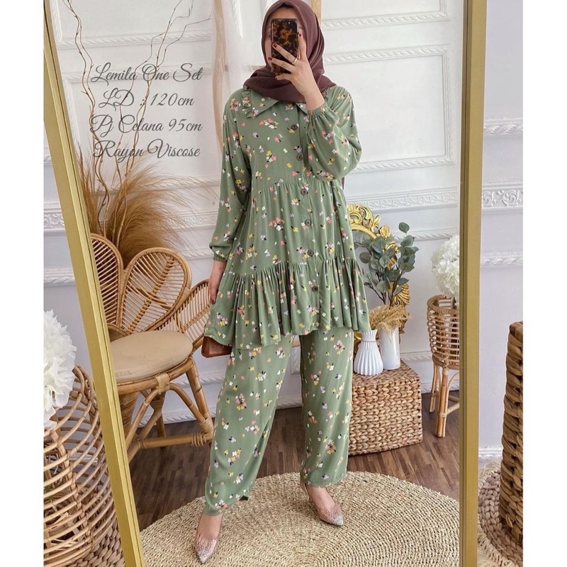 One set Rayon Viscose Busui Ld 100 - 110 Motif Kekinian-8