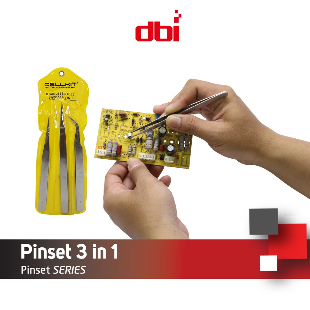 Pinset 3in1 CELLKIT Pinset Servis HP Pinset Anatomi Kedoketeran Medis (Bengkok, Lurus, Ujung Tumpul) Stainless