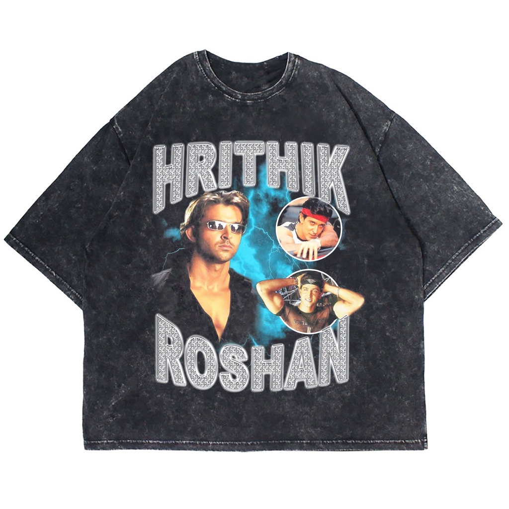 KAOS OVERSIZE HRITHIK ROSHAN WASHING VINTAGE TEE ( WASHING T-SHIRT )