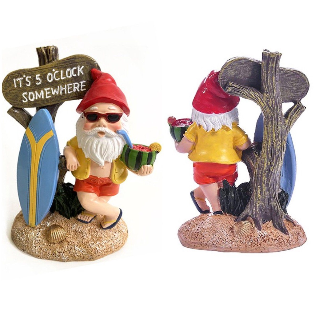 Patung Gnome Taman Tahan Cuaca Ornamen Patung Outdoor Tahan Lama