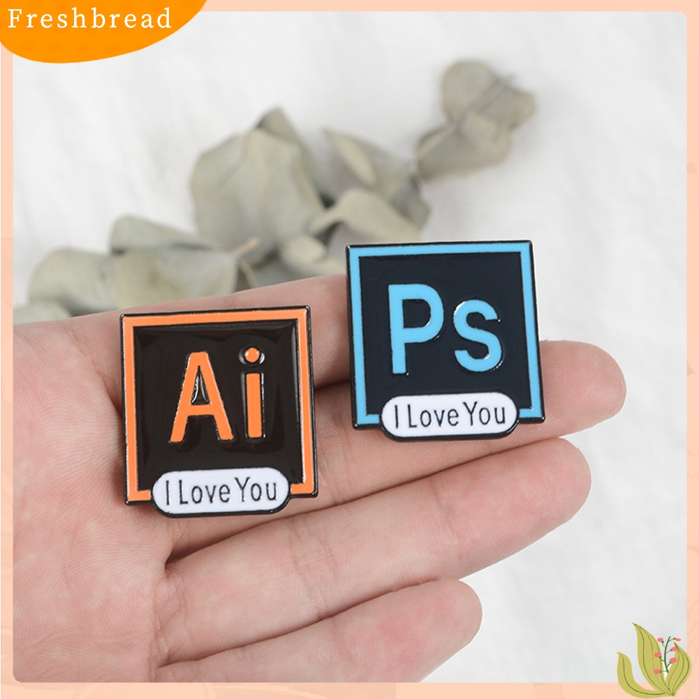 [ TERLARIS]PS AI PR AU Photoshop Illustrator Brooch Pin I Love You Shirt Lapel Enamel Badge