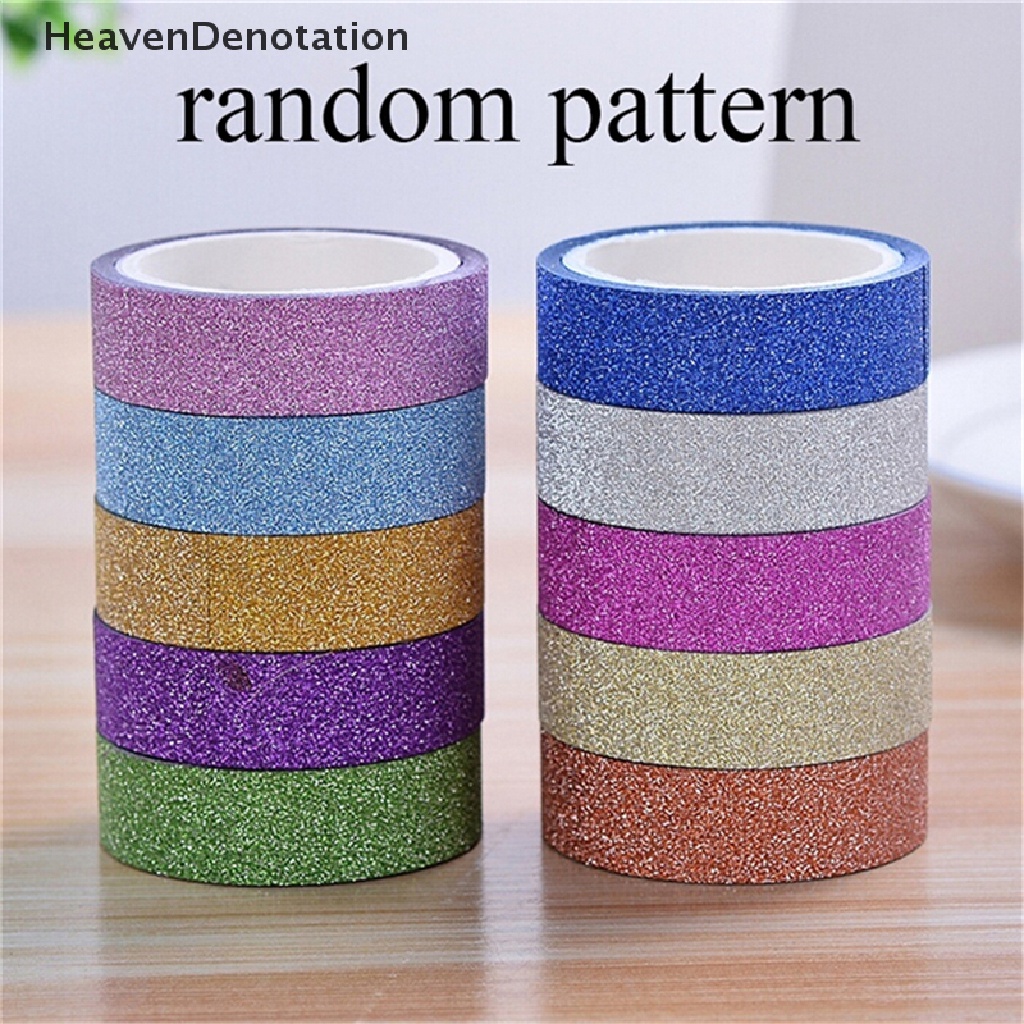 [HeavenDenotation] 10pcs Glitter Washi Sticky Paper Masking Adhesive Tape Label DIY Craft Decorative