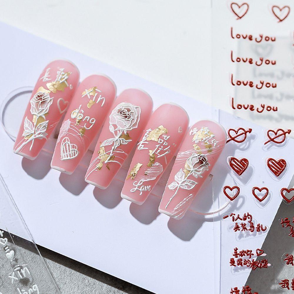 Mxbeauty Stiker Kuku Cinta Hati Fashion Tipis Tangguh Buah Malaikat Strawberry Perekat Diri Nail Art Dekorasi