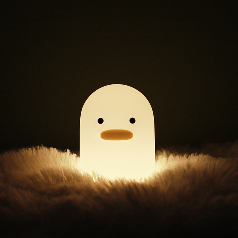 (LUCKID) Lampu Malam LED Bentuk Bebek Lucu Bahan Silikon Lembut Dengan Sensor Sentuh