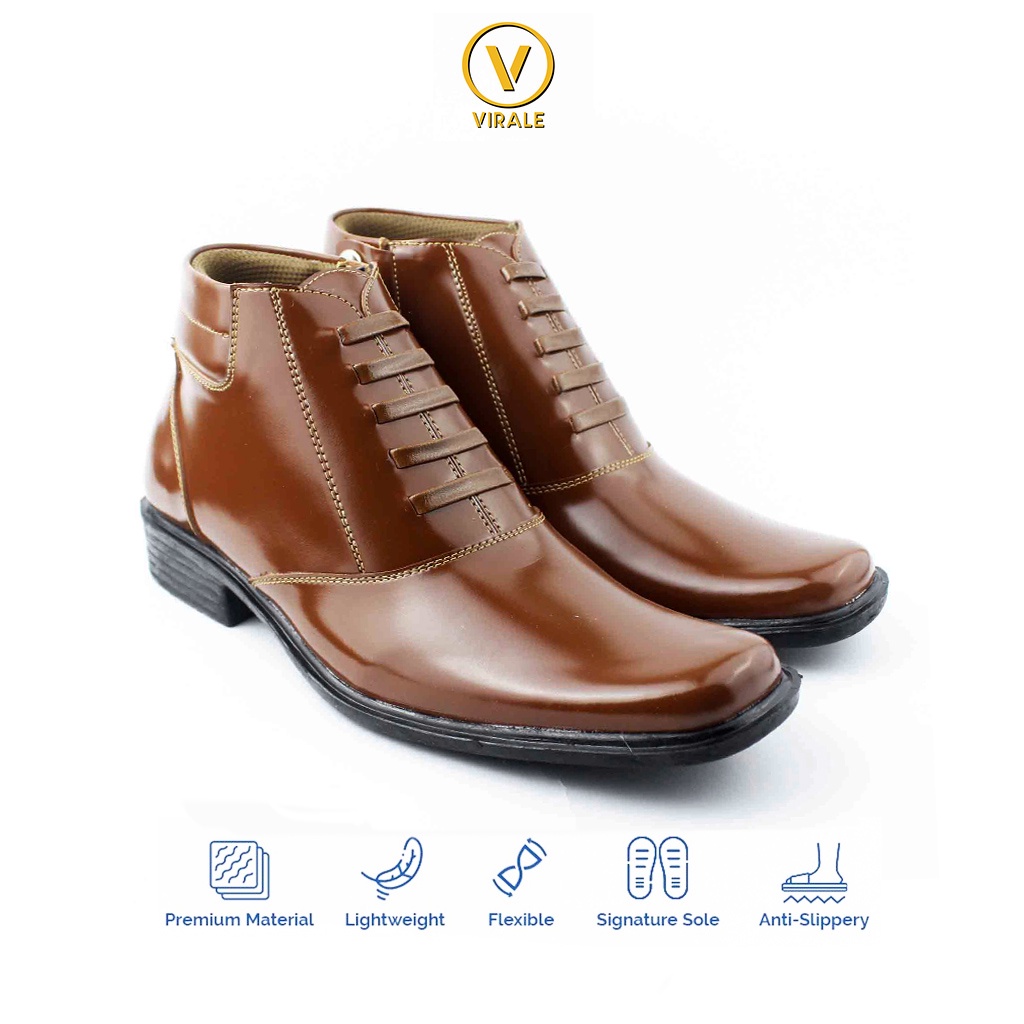 Sepatu Formal Pantofel Boots PDH Pria  SL 02 TAN DOF