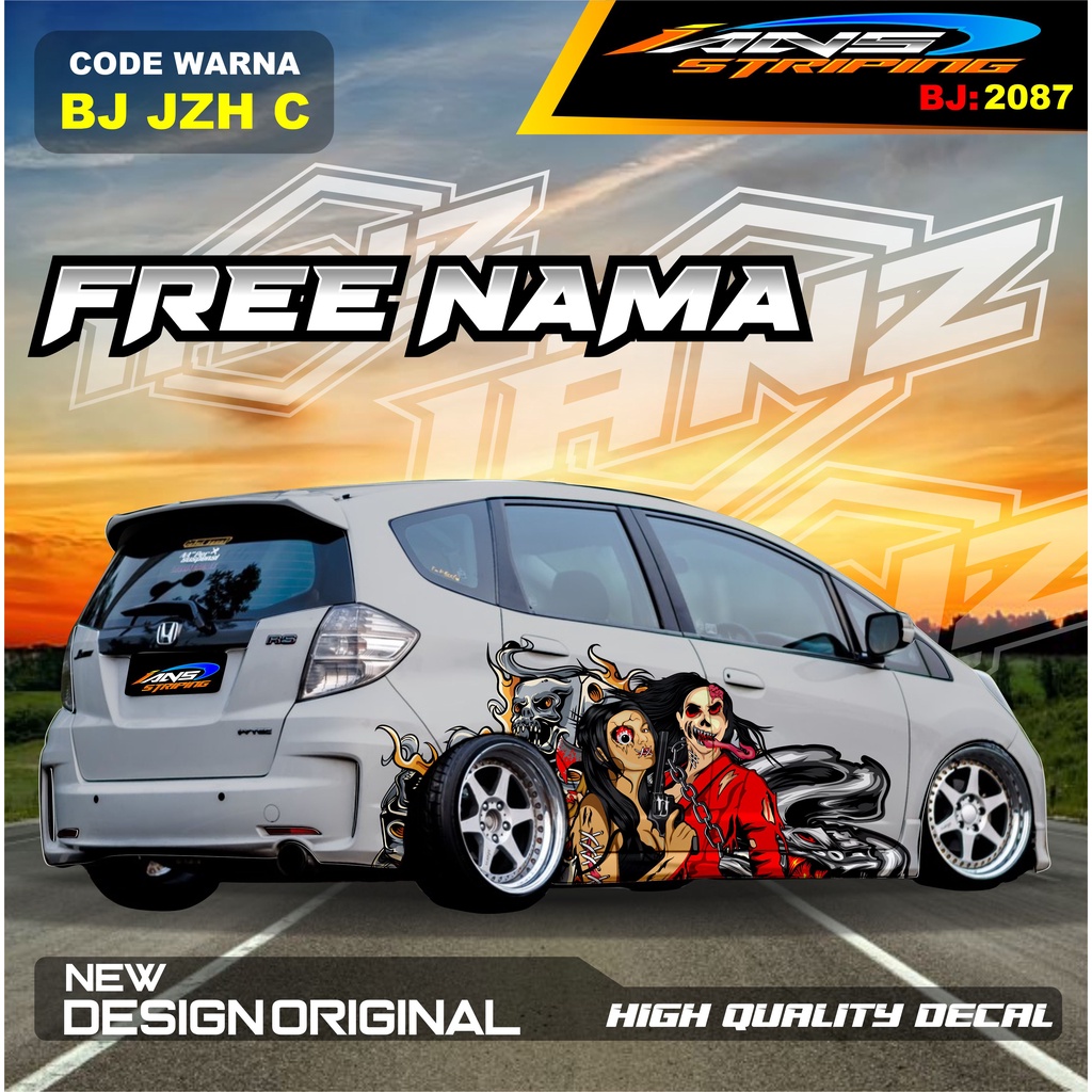 STICKER  MOBIL HONDA JAZZ BRIO AGYA AYLA / VARIASI STICKER BODY SAMPING MOBIL BRIO MOBIL JAZZ / STIKER MOBIL