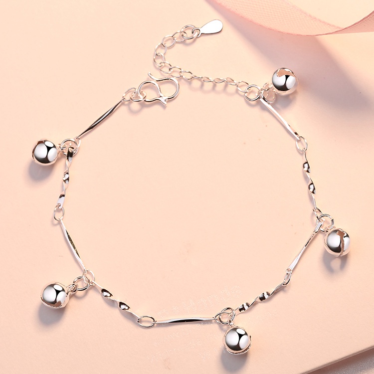 Gelang Tangan Wanita Gelang Perak Titanium Bracelet Premium Sterling Silver Multilayer-GT001 (Lonceng)