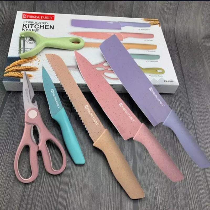 Pisau Dapur 6 In 1 Forging Family Kitchen Knife Set