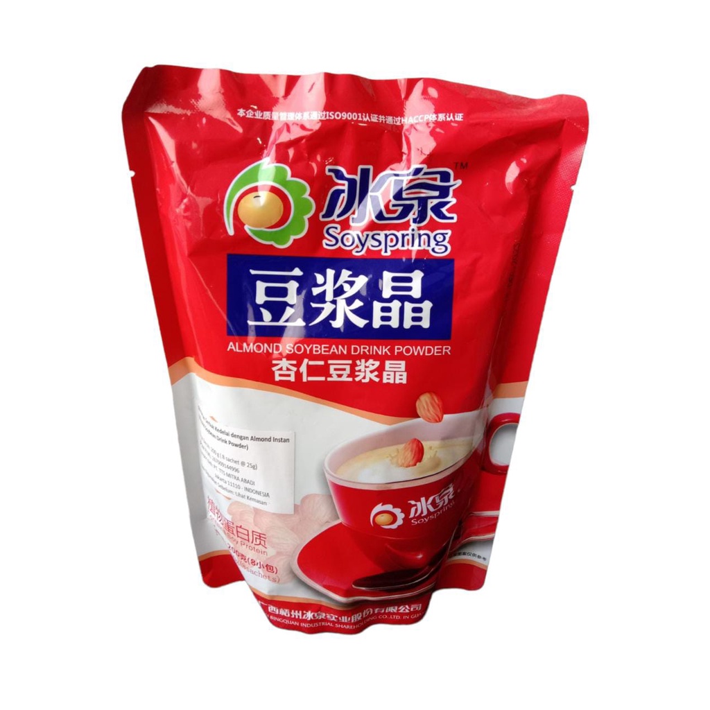 

SOYSPRING ALMOND SOYBEAN DRINK POWDER 200 GR / MINUMAN SERBUK KEDELAI DENGAN ALMOND