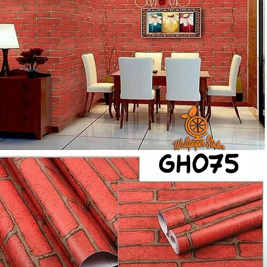 [ Sale ] -32 >> [ COD Bayar Di Tempat ] Wallpaper Stiker Dinding motif bata GH076 45cmX10m-TERMURAH