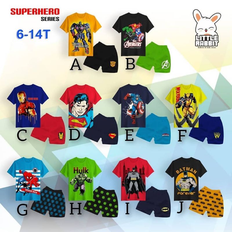 READY setelan superhero series by little rabbit/setelan baju anak cowok tema superhero/little rabbit