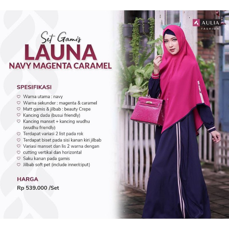 Gamis Aulia Launa Magenta Caramel Terbaru