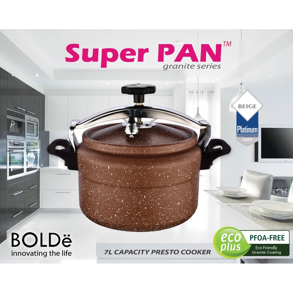 Panci Press Cooker BOLDe Super Pan Presto Cooker Granite 7 Liter 24 cm