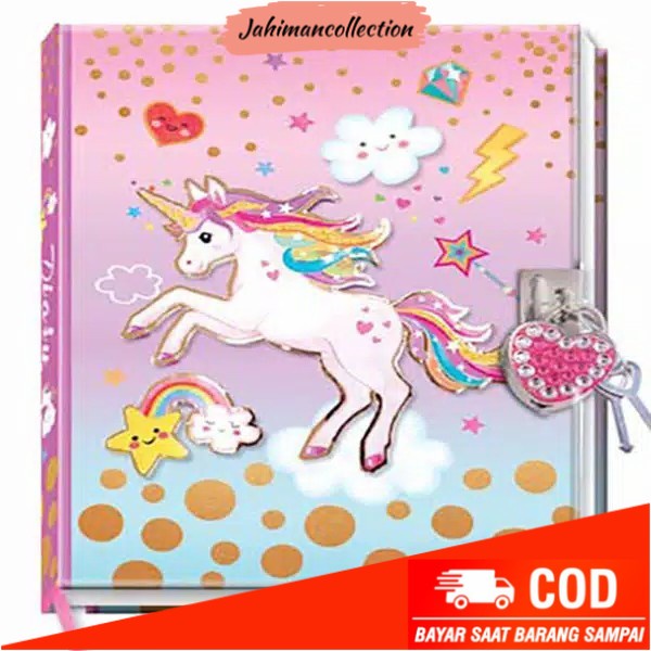 

✨ BISA COD ✨ hot focus diary gembok unicorn - glitter kitten