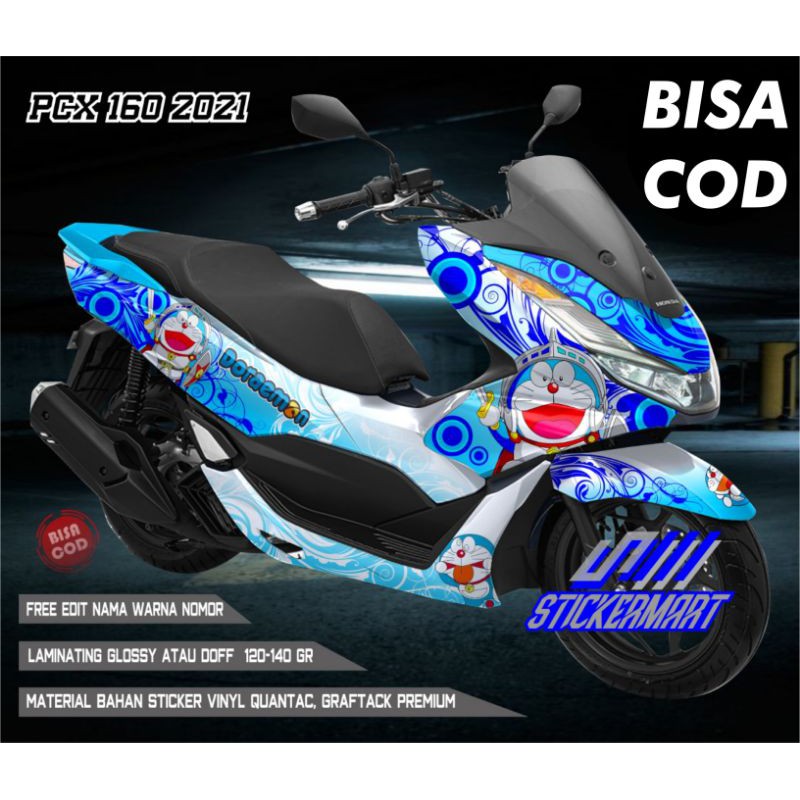 Decal Sticker PCX 160 4 valve motif Doraemon grafis Variasi Full Body Motor