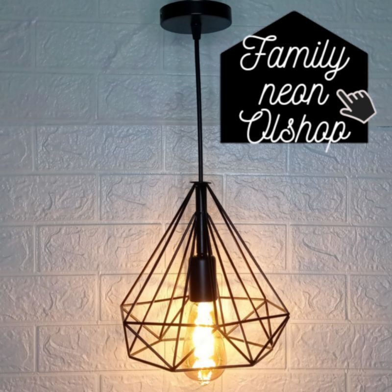 KAP PRISMA lampu gantung hias besi fitting E27 estetik cafe dekorasi indoor outdoor