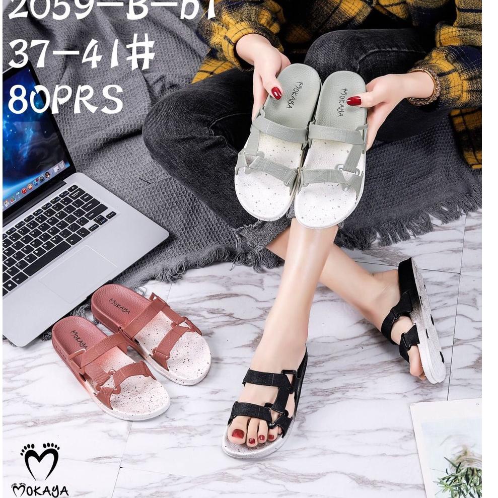 sk✮Terupdate [BEST SELLER] Sandal Slop Jelly Semi Gunung Wanita Warna Sembur Tali Sambung Keren Impo