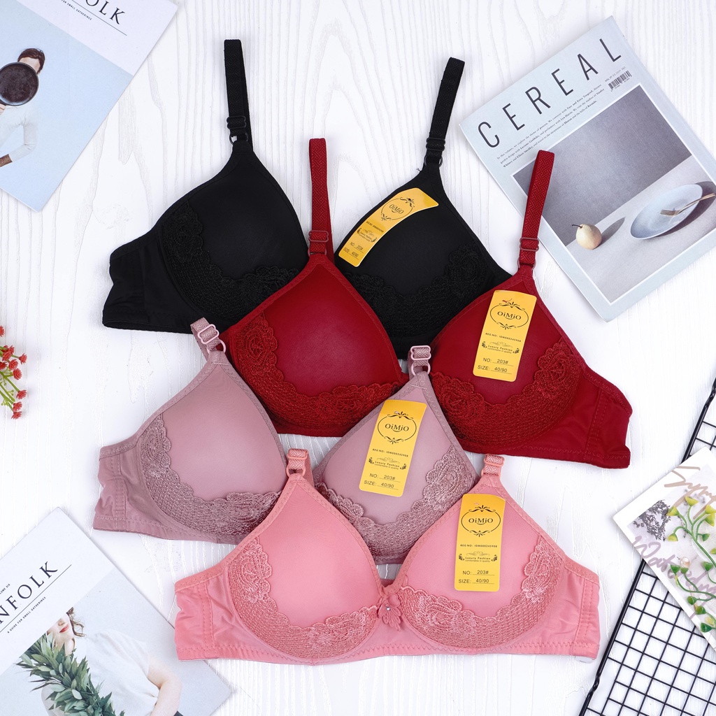 VS - BRA Wanita BH Motif Halus Premium / BH Wanita Tanpa Kawat Busa Tebal Kualitas Premium Merk Oimio dan Qiaomengyi