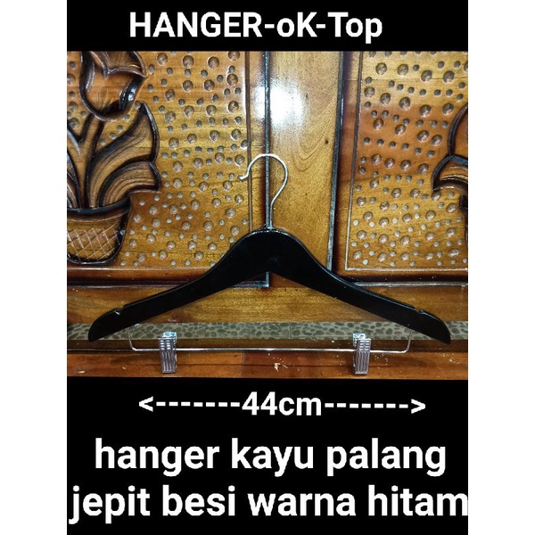 Hanger kayu palang jepit besi ( Warna Hitam)