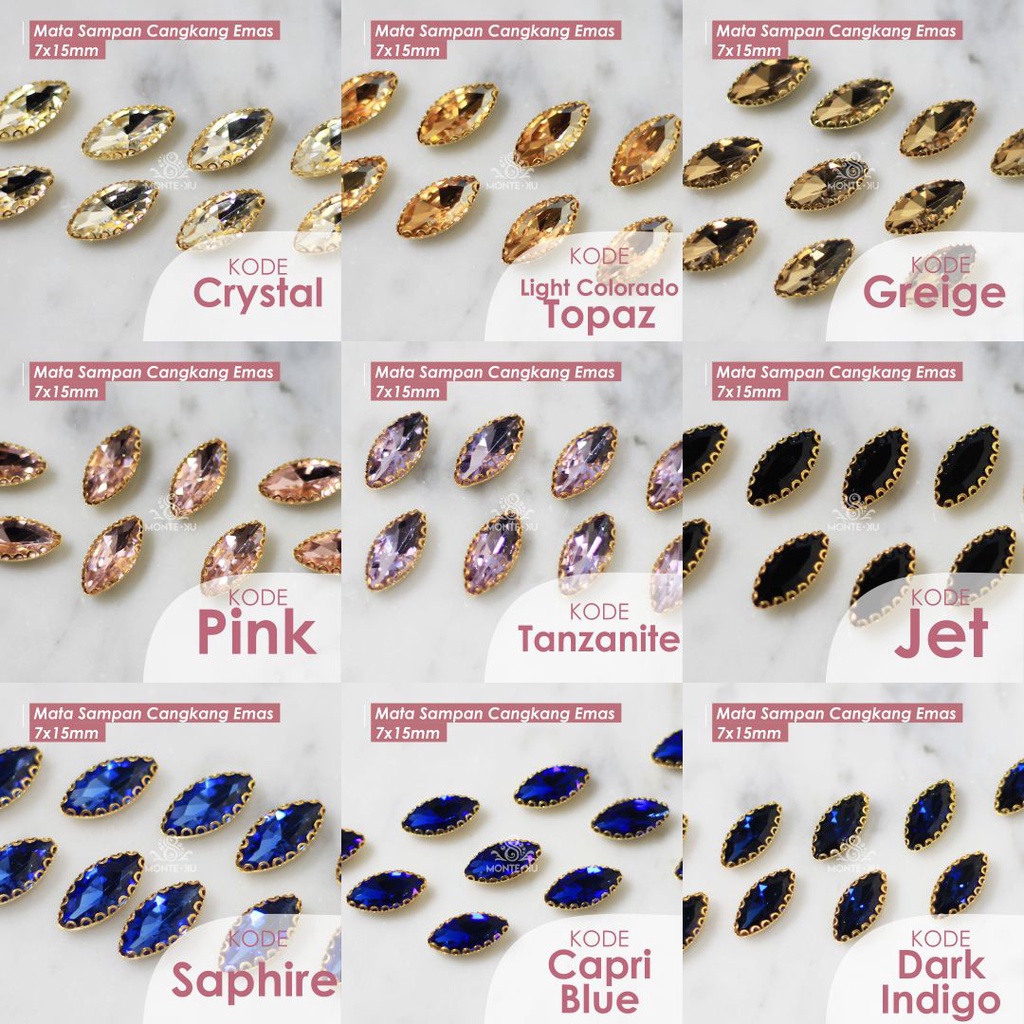 Monte Manik Mote Beads Borci Payet Mata Sampan Cangkang Emas Mata Kristal Kecil Besar Murah bisa GO 