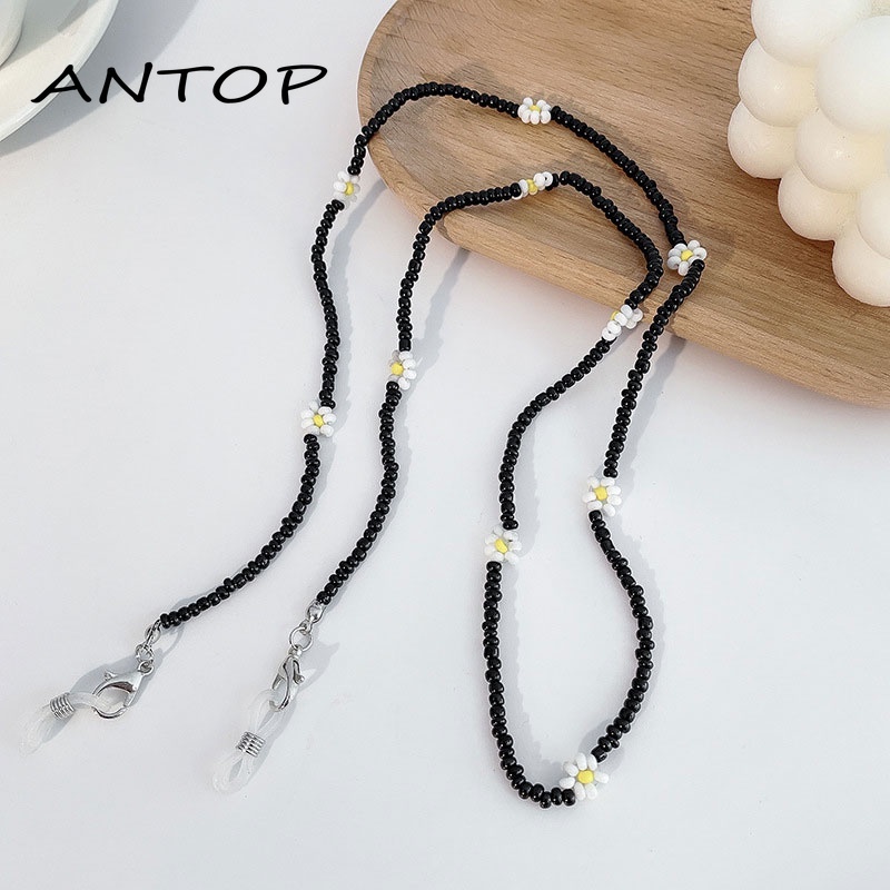 Bunga Bohemian Buatan Tangan Manik-manik Wanita Gadis Boho Permen Warna Tali Kacamata Lanyard ANTOP