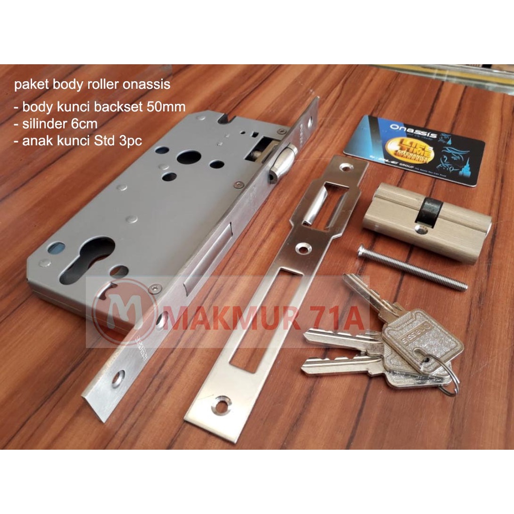 Kunci Pintu DORONG Mortise Lock Body Pelor Roller ONASSIS 8816 50 mm