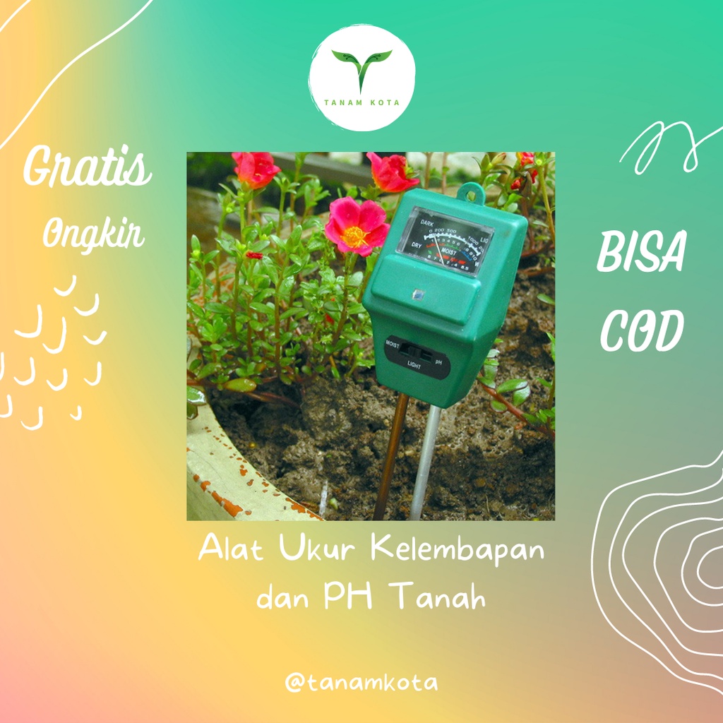 Perlengkapan Taman Rumah Alat Pengukur PH Tanah Alat Ukur Soil 3 in 1 Analog Meter Akurat