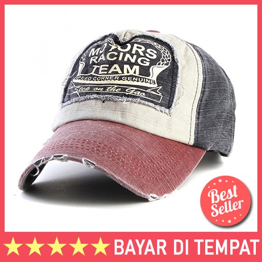 Topi Baseball Pria Wanita - Topi Motors Kekinian - Topi Cowok Keren Murah - Topi hitam Original