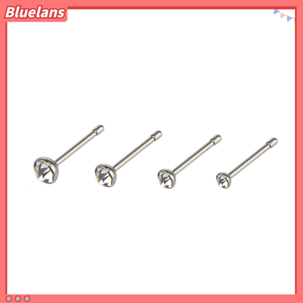 14pcs / Set Anting Tindik Hidung Bentuk C / O Aksen Berlian Imitasi Bahan Stainless Steel Untuk Unisex