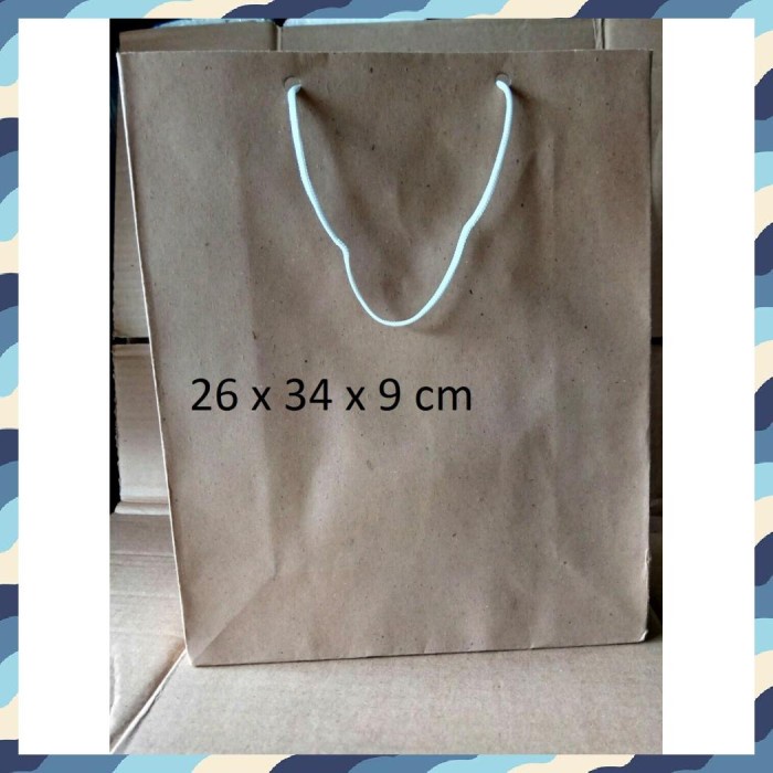 

(TERLARIS) SALE PAPERBAG PAPER BAG TAS KERTAS TAS BELANJA UK 26X34X9CM POLOS