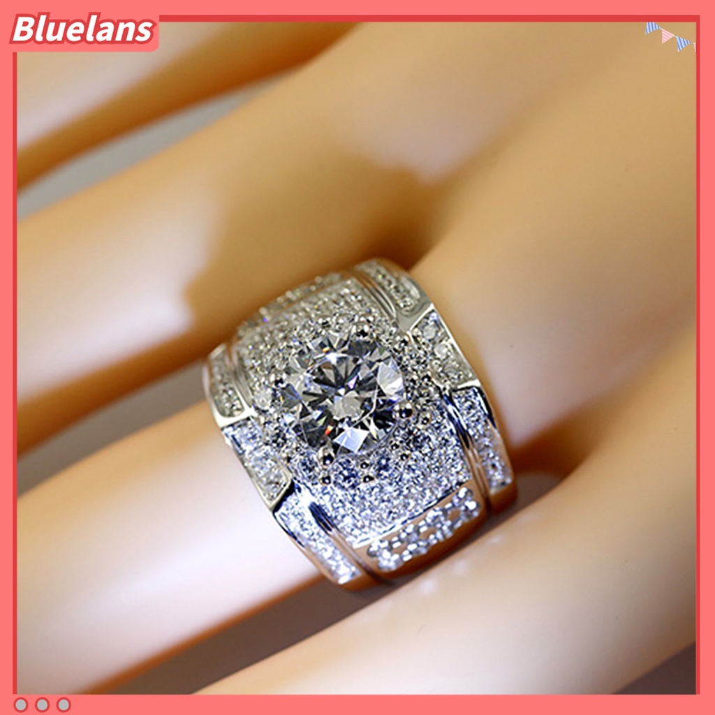 Cincin Lapis Silver Dengan Berlian Imitasi Untuk Pria