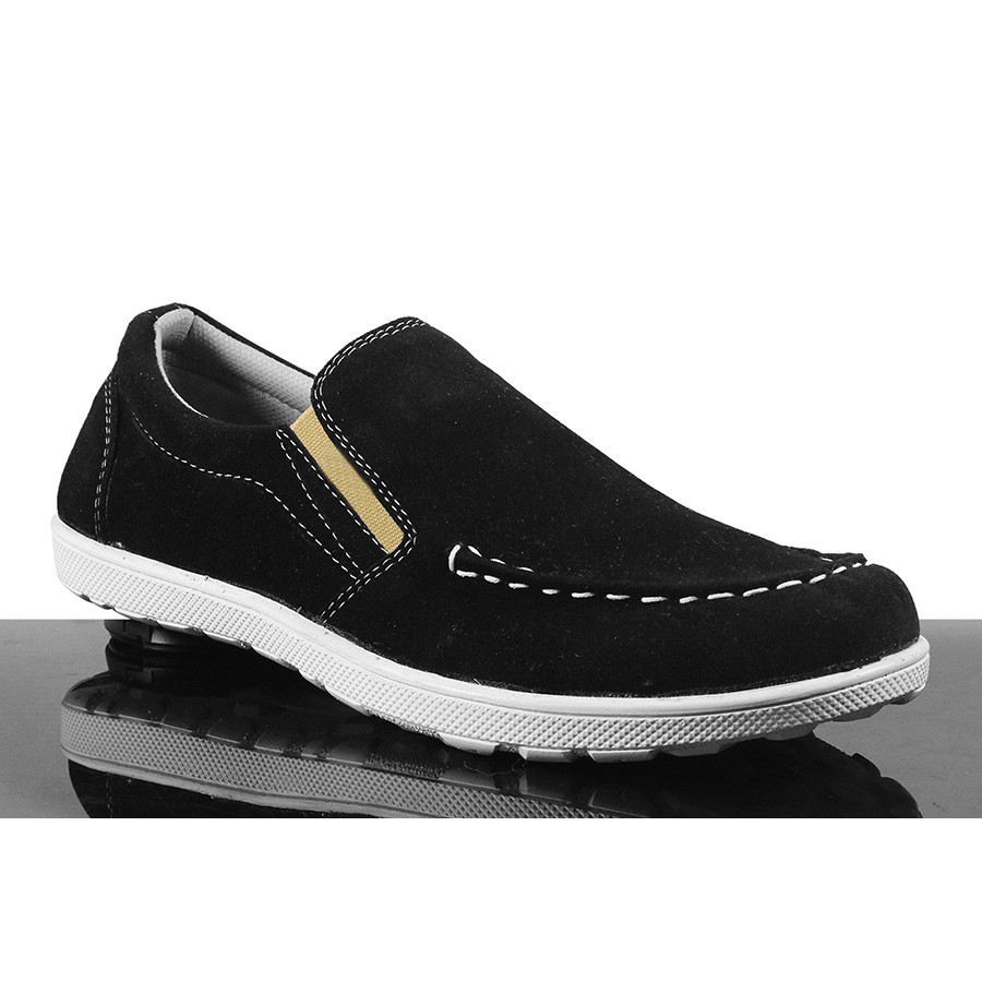 COD Sepatu Selop Pria Kickers Askos Hitam Suede Slop Formal Kasual Kerja Sepatu Slip On Santai Cowok