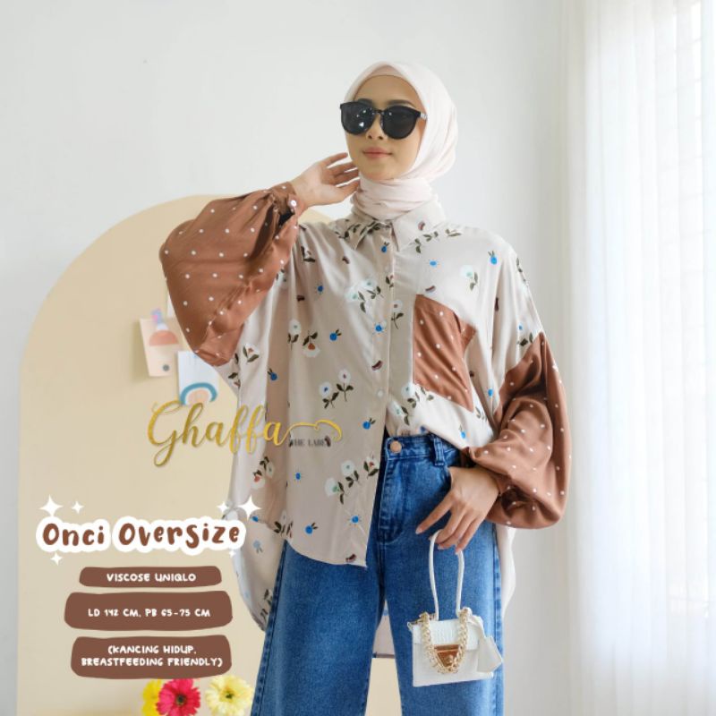 Onci oversize blouse motif modern bahan viscose by ghaffa label