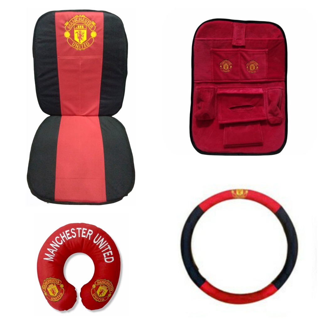 Paket sandaran jok MU organizer sarung stir Manchester